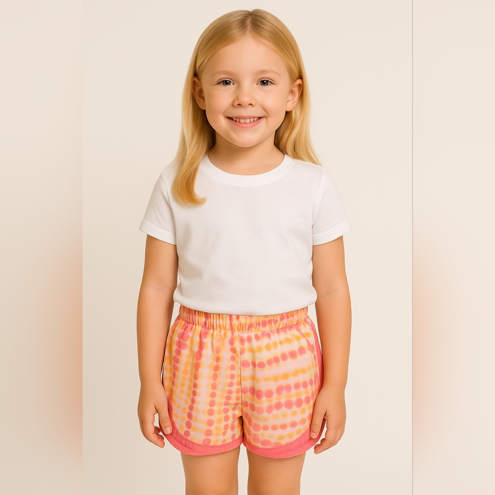 Hind Girls Dolphin Running Shorts Tie Dye White Orange Pink Pull-Up Size 6X